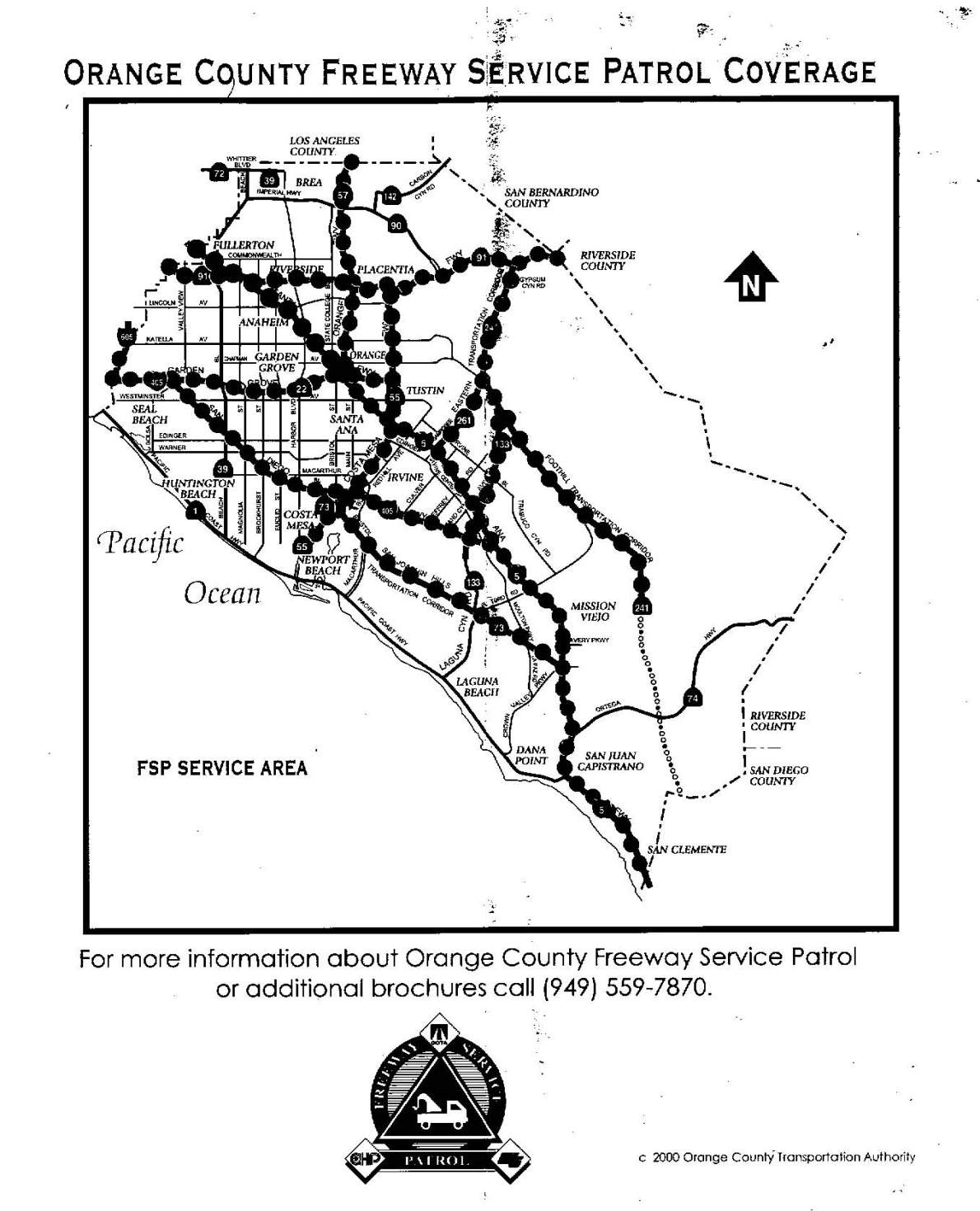 Orange County Roadside assistance map